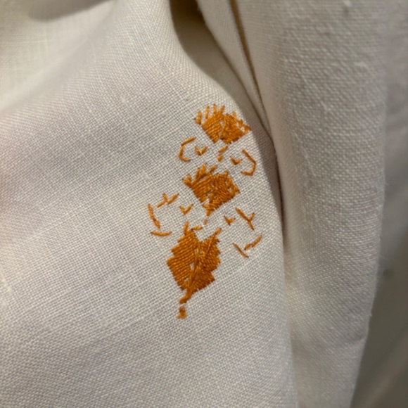 Gorgeous Vintage Embroidered Cross Stitch Cutwork Linen Tablecloth - Picture 10 of 10